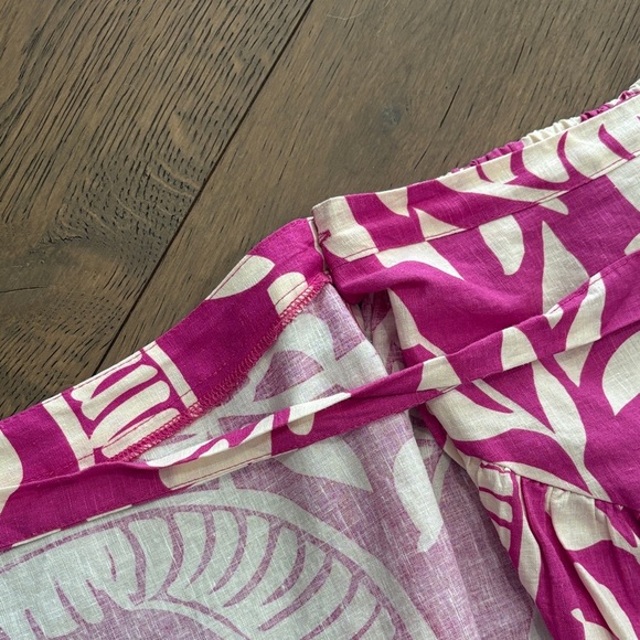 Christian Siriano Pink and Cream Long Wrap Linen Skirt - Picture 4 of 6